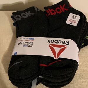 Reebok Men's Black and Red Athletic Socks - 6 Pack